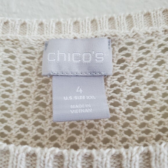 Chico's Women's Sweater XXL Multicolor Open Knit Striped Coastal Boho Minimalist - Picture 7 of 8